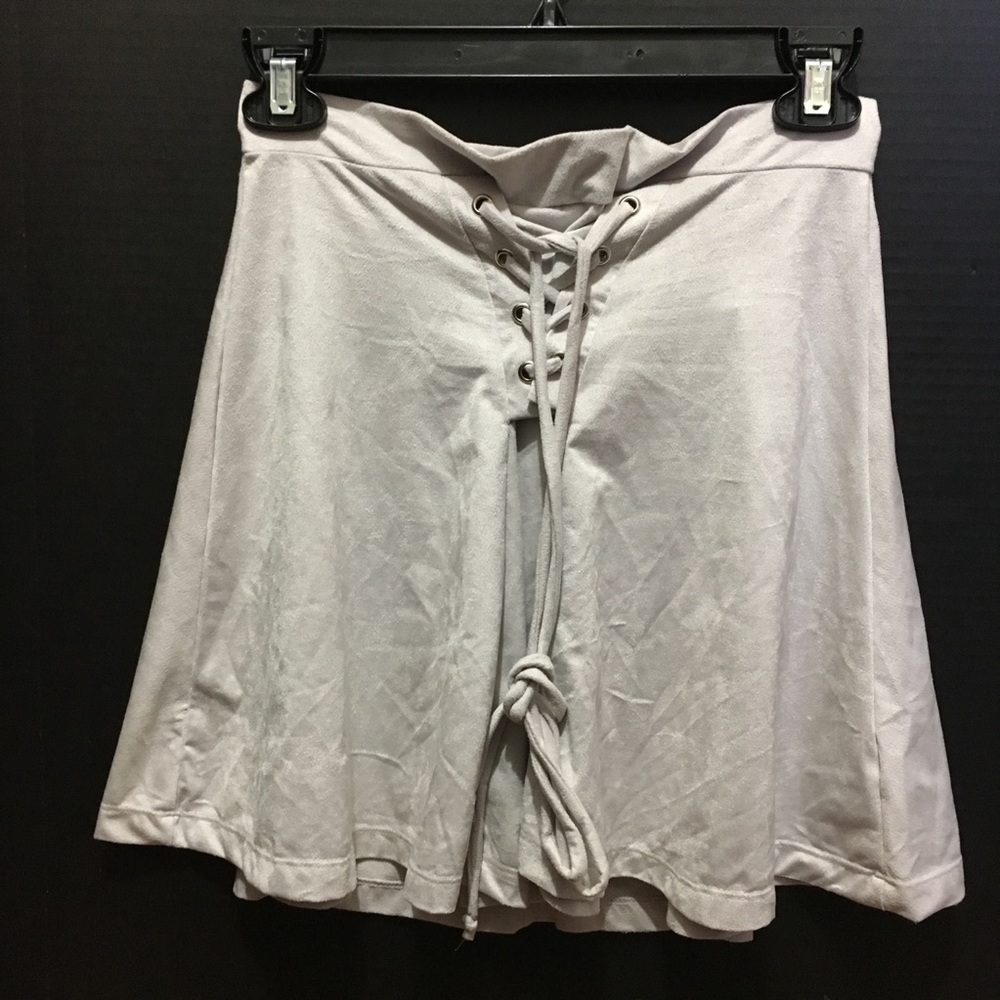 Charlotte Russe Faux Suede Gray Laceup Skirt